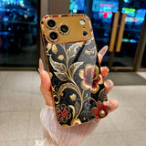 Luxury Gold Foil Floral Electroplated Case for iPhone