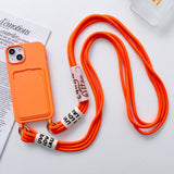 Minimalist Card Holder Lanyard Soft Silicone Case for iPhone