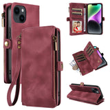 Leather Zipper Lanyard Wallet Case for iPhone