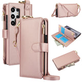 Leather Crossbody Zipper Wallet Case for Samsung