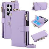 Leather Crossbody Zipper Wallet Case for Samsung