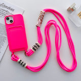 Minimalist Card Holder Lanyard Soft Silicone Case for iPhone