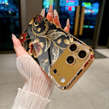 Luxury Gold Foil Floral Electroplated Case for iPhone