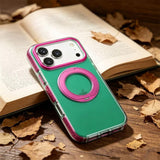 Color Block Clear Magnetic Kickstand Case for iPhone