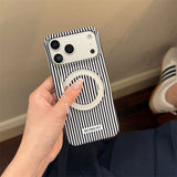 Fashion Vertical Stripe Magnetic Kickstand Case for iPhone