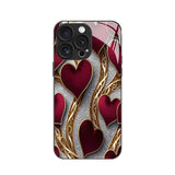 Luxury Red‑Gold Heart Pattern Electroplated Case for iPhone