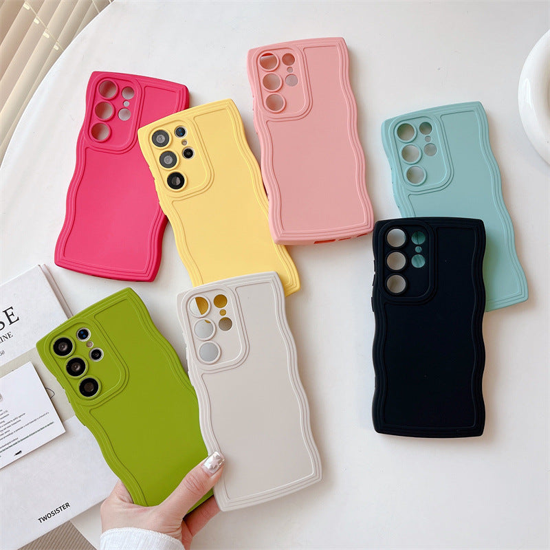 Wavy Edge Macaron Soft Silicone Phone Case for Samsung