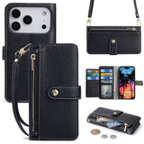 Zipper Wallet Flip Crossbody Case for iPhone