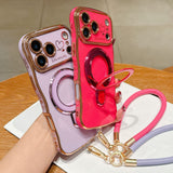 Plating Wave Heart Lanyard Phone Case for iphone