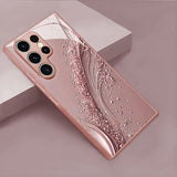 Ornate Line Patterns Electroplated Tempered Glass Case For Samsung