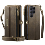 Retro Card-Slot Wallet Flip Leather Crossbody Case for Samsung