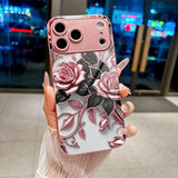 Romantic Rose Pattern Electroplated Case for iPhone