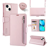 Minimalist Leather Wallet Case with Lanyard for iPhone