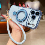 Plating Wave Heart Lanyard Phone Case for iphone
