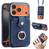 Ring Holder Wallet Card Pocket Crossbody Case for iPhone