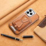 2‑in‑1 Magnetic Card Holder Leather Case with Stand for iPhone