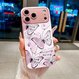 Line Art Pink Butterfly Electroplated Case for iPhone