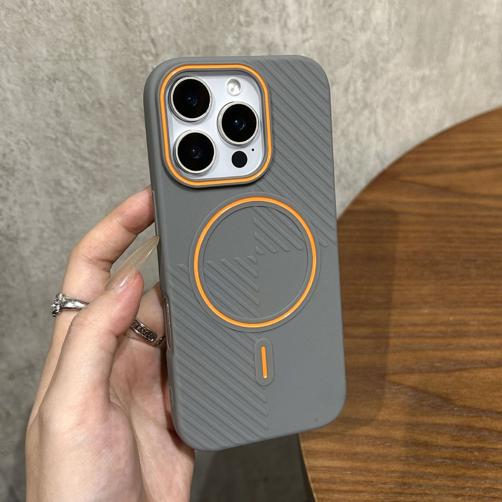 Diagonal Stripes Fine Circle Magnetic Hit color Case For iPhone