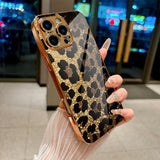 Glitter Gold Leopard Print Electroplated Case for iPhone