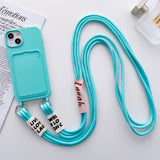Minimalist Card Holder Lanyard Soft Silicone Case for iPhone