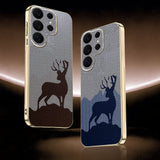 Premium Plaid Reindeer Electroplated Phone Case for Samsung