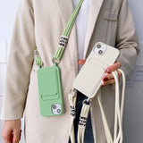 Minimalist Card Holder Lanyard Soft Silicone Case for iPhone