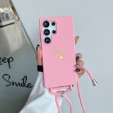 Heart Design Crossbody Strap Shockproof Case for Samsung