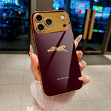 Luxury Burgundy Golden Leopard Electroplated Case for iPhone