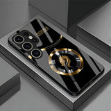 Business-Style Long Pattern Full-Coverage Liquid Glass Phone Case for Samsung