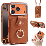 Ring Holder Wallet Card Pocket Crossbody Case for iPhone