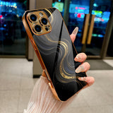 Black‑Gold Quicksand Pattern Electroplated Case for iPhone