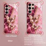 Gold-Plated Butterfly Glass Full-Coverage Phone Case For Samsung