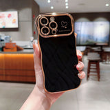 Wavy Electroplated Heart-Patterned Shockproof Phone Case for iPhone
