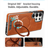 High-end Leather Texture Mobile with Rotating Magnetic Bracket Case for Sumsang