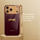 Luxury Burgundy Golden Leopard Electroplated Case for iPhone