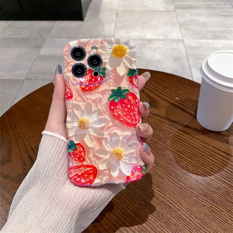 Oil Painting Floral Wavy Edge Phone Case for IPhone