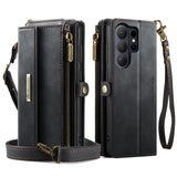 Retro Card-Slot Wallet Flip Leather Crossbody Case for Samsung