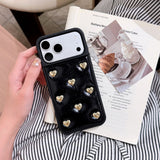 3D Heart Full-Cover Leather Case for iPhone