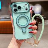 Plating Wave Heart Lanyard Phone Case for iphone