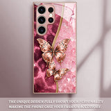 Gold-Plated Butterfly Glass Full-Coverage Phone Case For Samsung