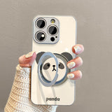 Panda Electroplated Rotating Stand Case for iPhone