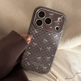 Vintage Plaid Bow Leather Soft Full Wrap Case for iPhone