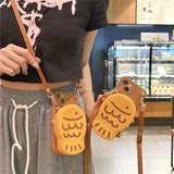 Fish Mini Pouch Brown Crossbody Case for iPhone