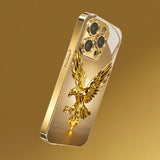 Golden Eagle Electroplated Tempered Glass Phone Case for iPhone