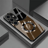 Business-Style Long Pattern Full-Coverage Liquid Glass Phone Case for Samsung