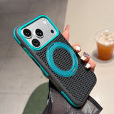Contrast Color Breathable Magnetic Rotating Kickstand Case for iPhone