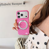 Macaron Polka Dot Magnetic Kickstand Shockproof Case for iPhone