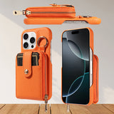 Crossbody RFID‑Blocking Zipper Wallet Case for iPhone