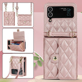 Stylish Quilted Crossbody Card Holder Leather Case for Samsung