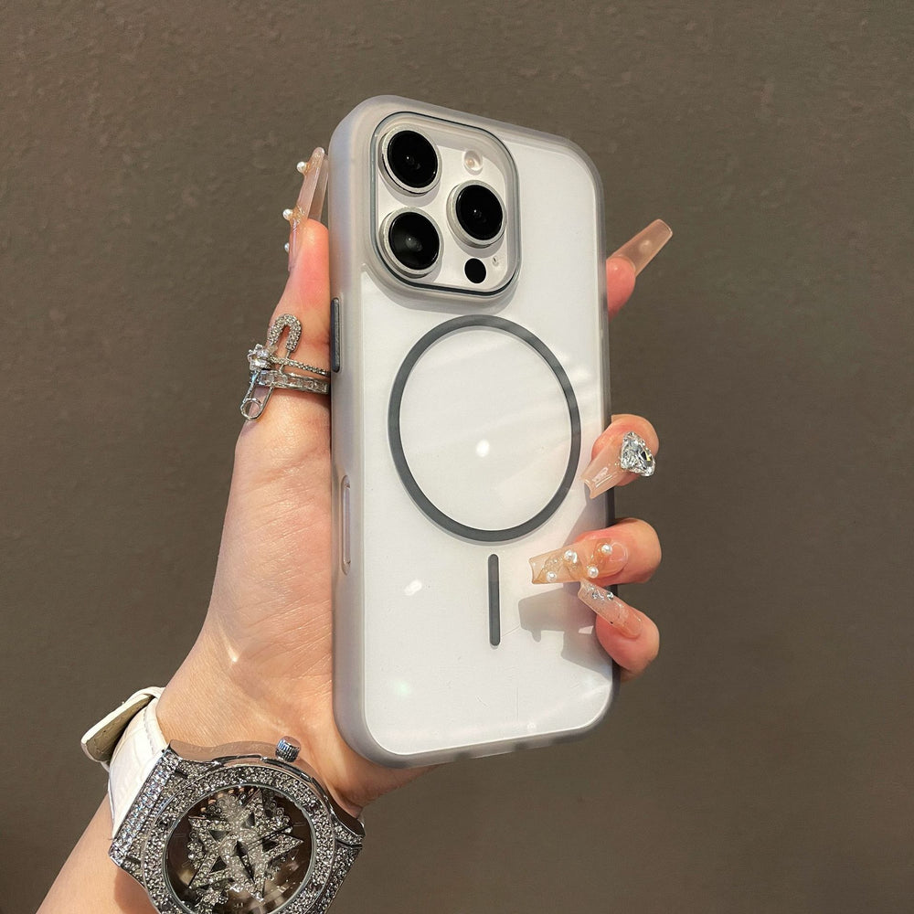 Transparent Thin Circle Magnetic Phone Case For iPhone